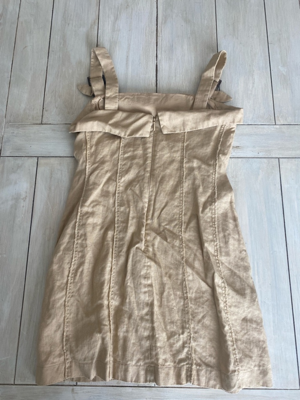 Mango MNG Tan 100% Linen Dress Size M - Picture 5 of 5